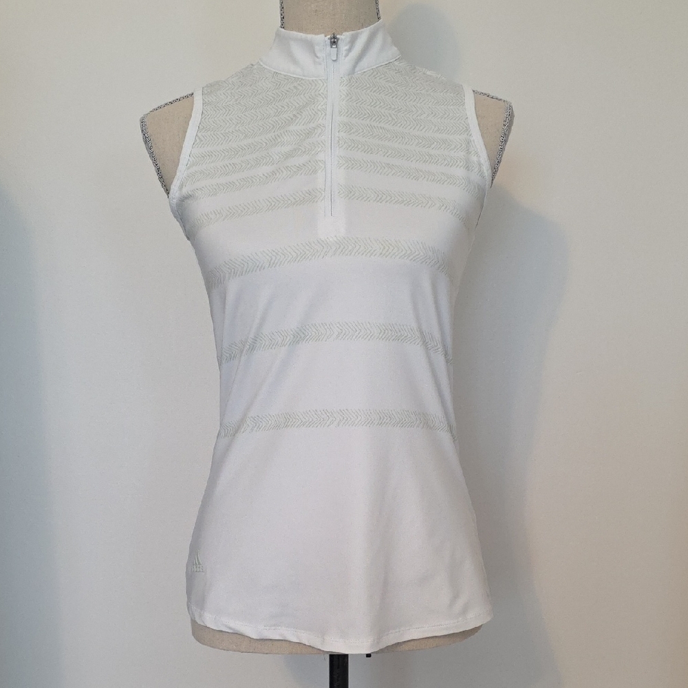 Adidas White Sleeveless Quarter Zip Top Size XS - Picture 1 of 6
